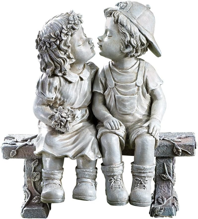 Collections Etc First Kiss, Puppy Love, Kissing Couple Garden Sculpture, 8 1/4″ L x 4 3/4″ W x 9″ H